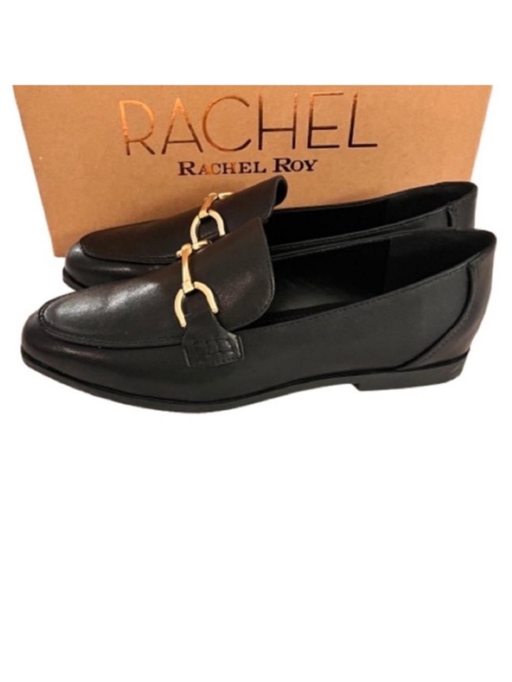 🆕- RACHEL by Rachel Roy-Classic Black Loafer with Gold Riding Bit. Size: 9 - Picture 4 of 9